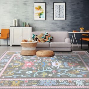 Midnight Meadow Vintage Oushak Rug