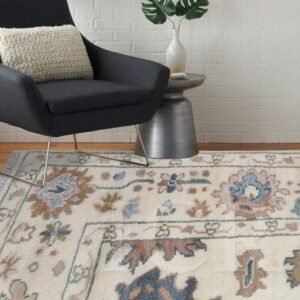 Sienna Mist Vintage Oushak Rug in Cream & Slate