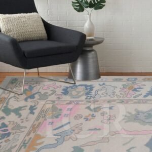 Whimsical Blossom Vintage Area Rug in Ivory & Pink