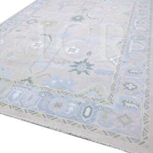 Solstice Cartouche Off-White & Powder Blue Rug