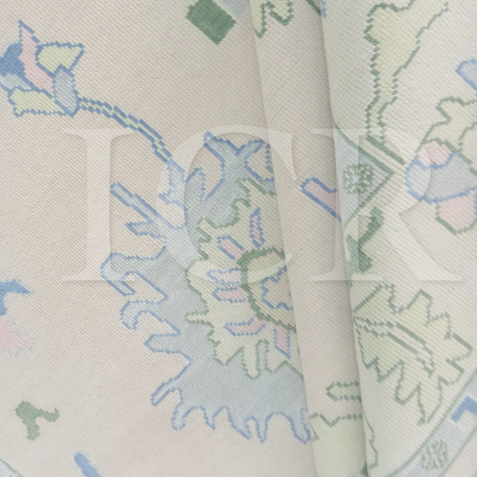Cream & Sage Green Floral Rug – Vintage-Inspired Botanical Design with Blue & Pink Accents | Traditional Pastel Area Rug - Image 4